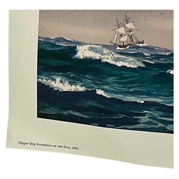 Vintage Clipper Ship Print Sovereign of the Seas 1852 by JOH Cosgrave‎ II - Picture 3 of 5